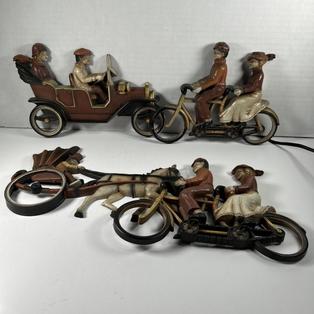 Vintage‎ Homco Interiors Bicycle Men Women Wall Plaques Lot Horse